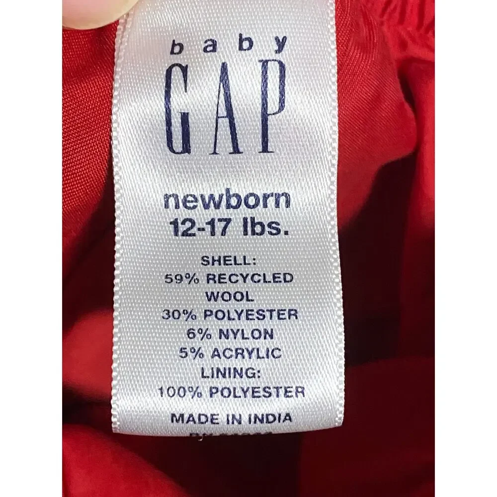 Baby Gap Newborn 12-17 Lbs Gray Pants Red Cuffs Wool Blend Y2K Classic Preppy